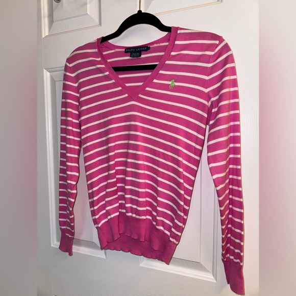 *NWOT* Ralph Lauren Striped V-Neck Sweater, Size Small - Picture 5 of 15